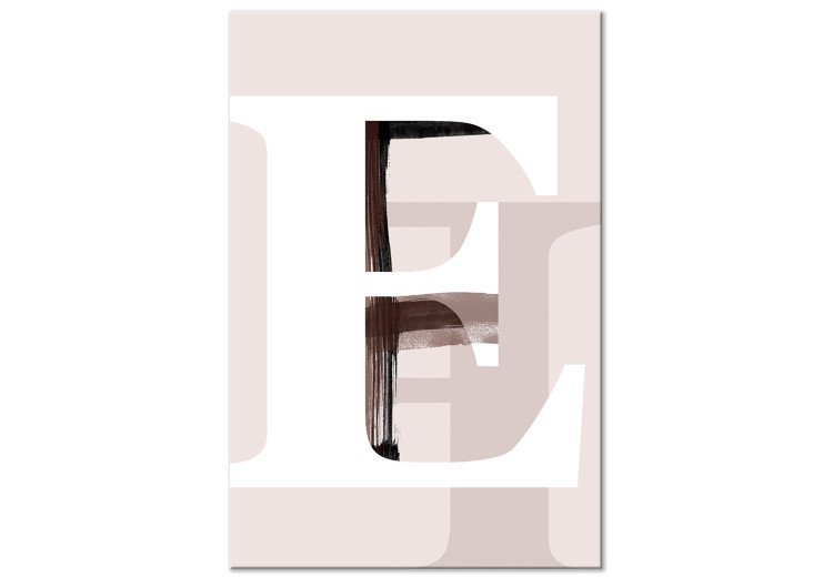 Canvas Print White, capital letter E - beige abstraction with black shadow 127846