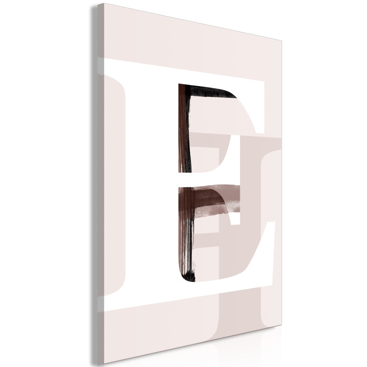 Canvas Print White, capital letter E - beige abstraction with black shadow 127846 additionalImage 2