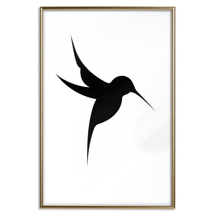 Wall Poster Black Hummingbird - black solid bird on contrasting white background 128046 additionalImage 26