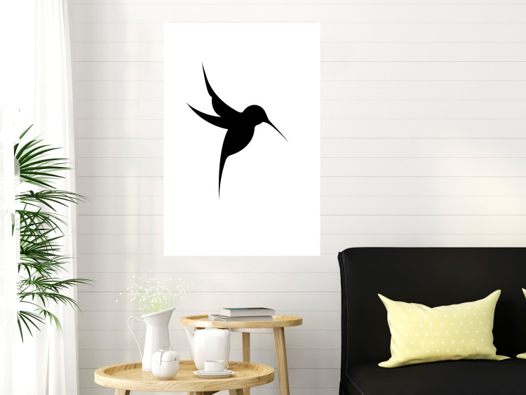 Wall Poster Black Hummingbird - black solid bird on contrasting white background 128046 additionalImage 5