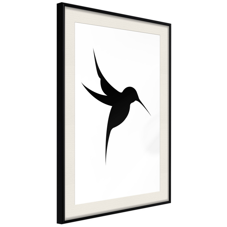 Wall Poster Black Hummingbird - black solid bird on contrasting white background 128046 additionalImage 2