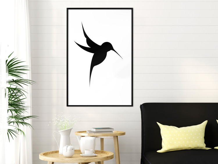 Wall Poster Black Hummingbird - black solid bird on contrasting white background 128046 additionalImage 4