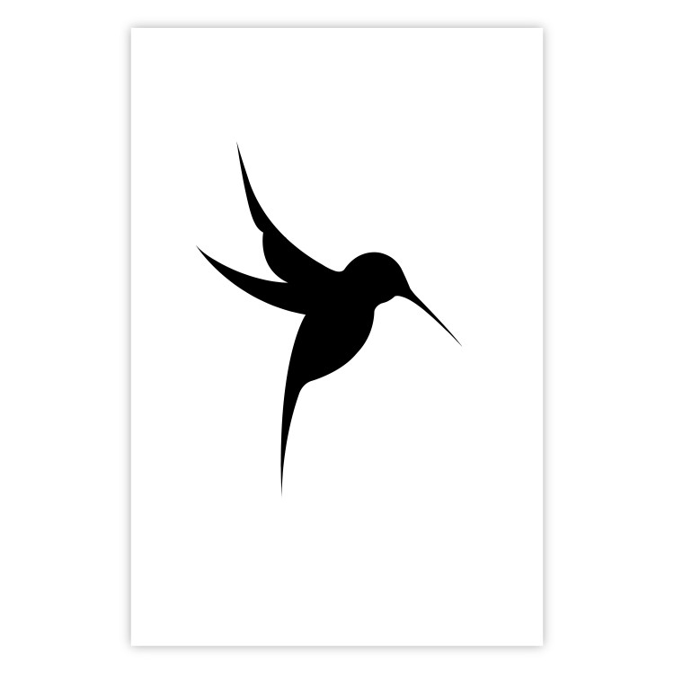 Wall Poster Black Hummingbird - black solid bird on contrasting white background 128046 additionalImage 18