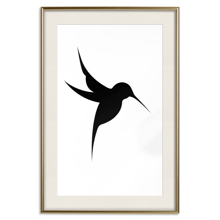 Wall Poster Black Hummingbird - black solid bird on contrasting white background 128046 additionalImage 20