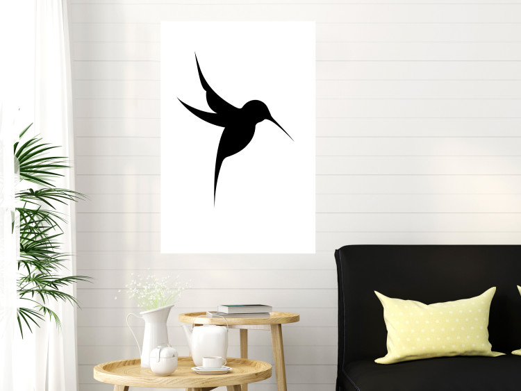 Wall Poster Black Hummingbird - black solid bird on contrasting white background 128046 additionalImage 4
