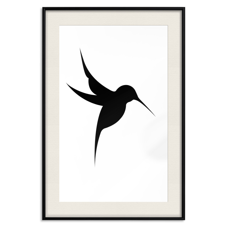 Wall Poster Black Hummingbird - black solid bird on contrasting white background 128046 additionalImage 23