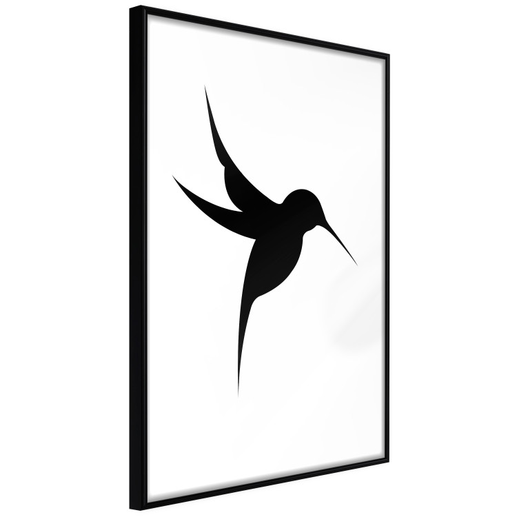 Wall Poster Black Hummingbird - black solid bird on contrasting white background 128046 additionalImage 11