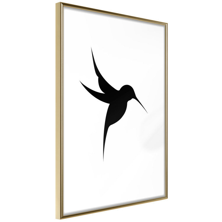 Wall Poster Black Hummingbird - black solid bird on contrasting white background 128046 additionalImage 7