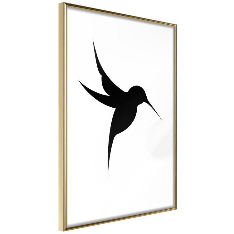 Wall Poster Black Hummingbird - black solid bird on contrasting white background 128046 additionalImage 14