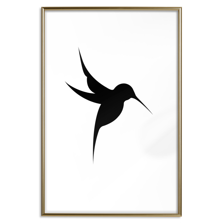 Wall Poster Black Hummingbird - black solid bird on contrasting white background 128046 additionalImage 22