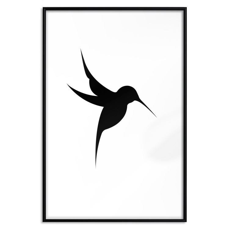 Wall Poster Black Hummingbird - black solid bird on contrasting white background 128046 additionalImage 16
