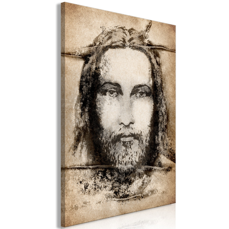 Canvas Art Print Turin Shroud in Sepia (1-part) vertical - dark face of Jesus 129346 additionalImage 2