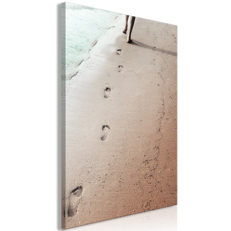 Canvas Print Fleeting Trace (1-part) vertical - summer landscape of footprints on the beach 129446 additionalImage 2