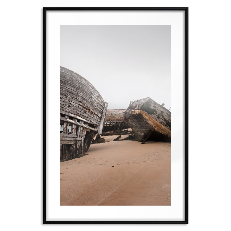 Wall Poster Abandoned Boats - landscape of an abandoned wooden ship on the beach 130346 additionalImage 17