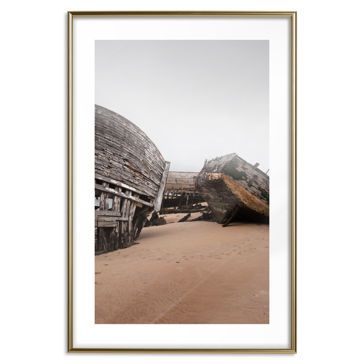Wall Poster Abandoned Boats - landscape of an abandoned wooden ship on the beach 130346 additionalImage 14