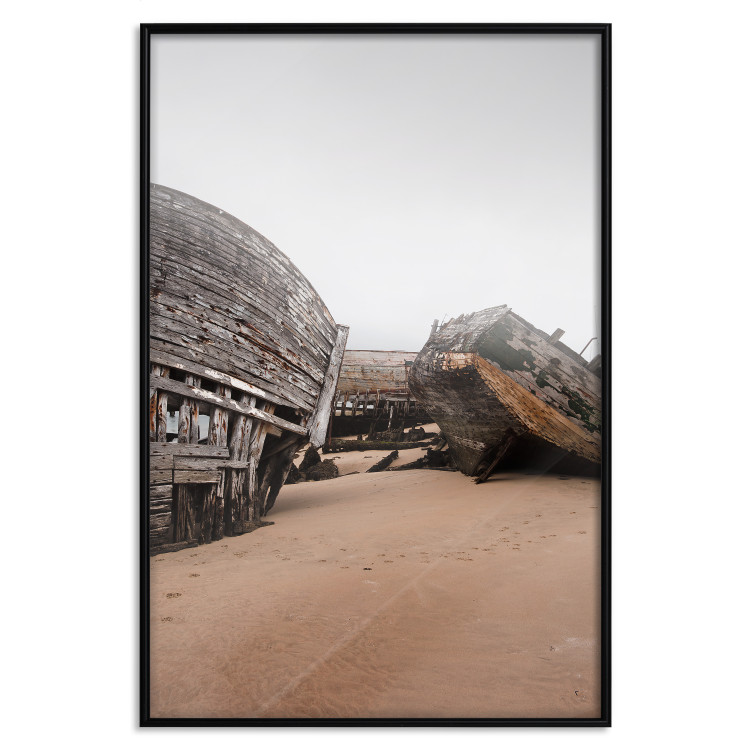 Wall Poster Abandoned Boats - landscape of an abandoned wooden ship on the beach 130346 additionalImage 18