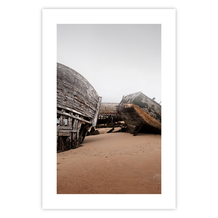 Wall Poster Abandoned Boats - landscape of an abandoned wooden ship on the beach 130346 additionalImage 19