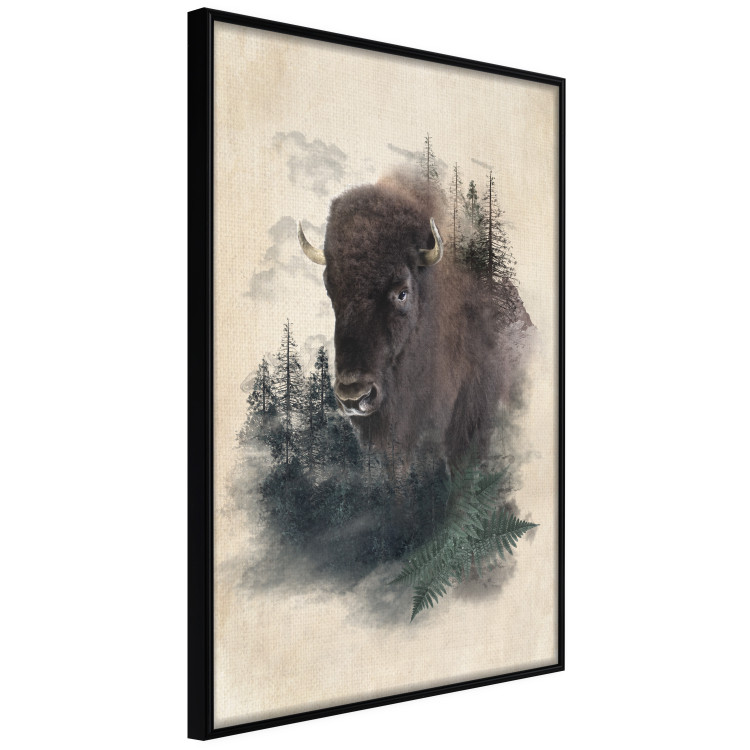 Wall Poster Dignified Bison - animal in a forest setting on a uniform beige background 130446 additionalImage 11