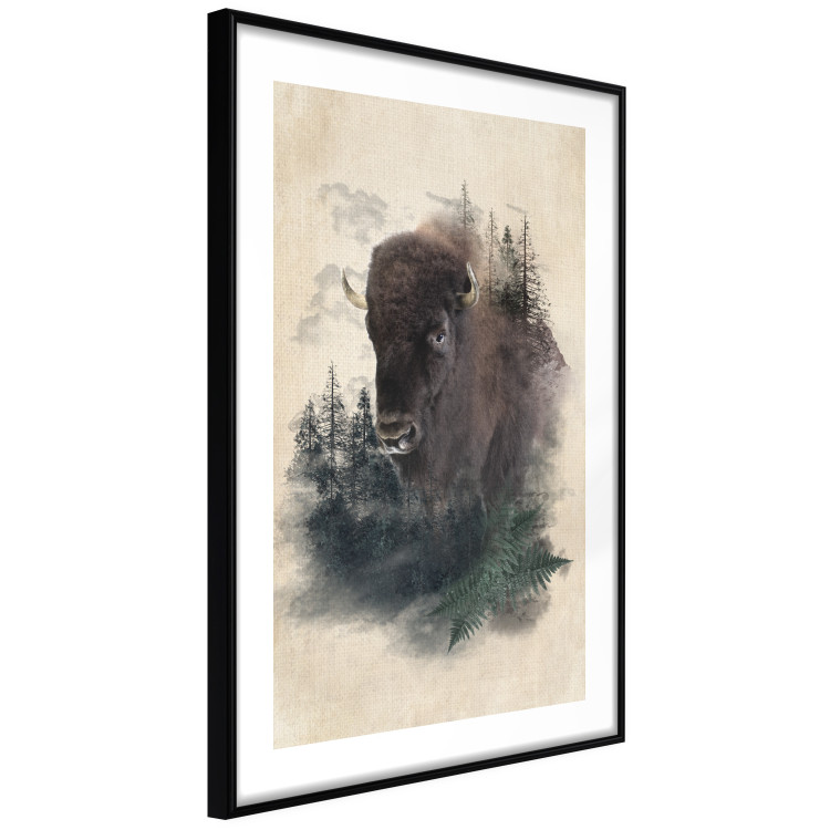Wall Poster Dignified Bison - animal in a forest setting on a uniform beige background 130446 additionalImage 6