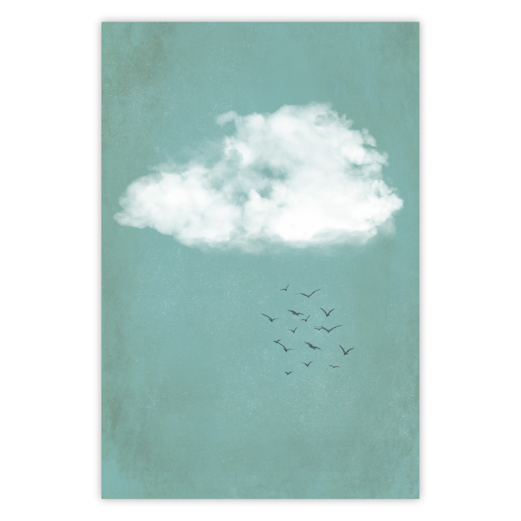 Wall Poster Cumulus and Birds - landscape with flying birds against a sky and cloud background 131846