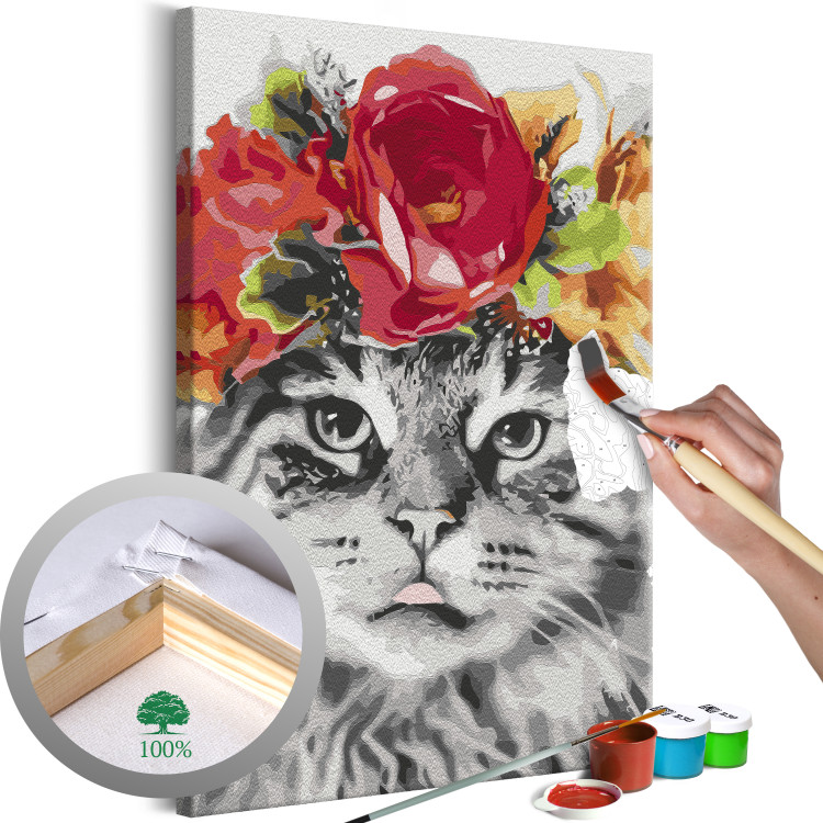 Paint by Number Kit Cat With Flowers 132046