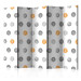 Room Divider Screen Round Stamps II (5-piece) - gray and orange dots 132546
