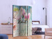 Folding Screen Pink Flowers on Wood (3-piece) - watercolor collage and boards 132846 additionalThumb 2