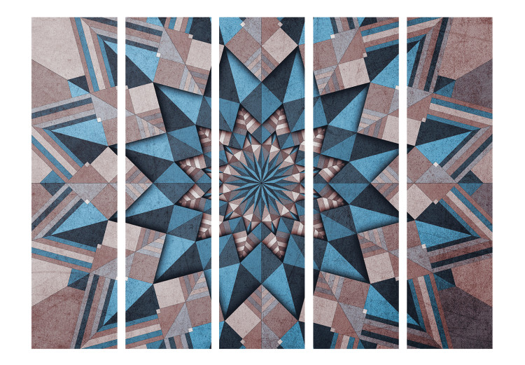 Folding Screen Starry Mandala (Brown-Blue) II (5-piece) - oriental background 132946 additionalImage 3