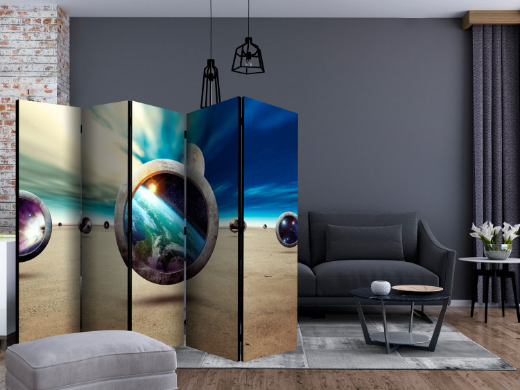 Room Divider Planet Walk II (5-piece) - abstraction with space in 3D illusion 133246 additionalImage 4