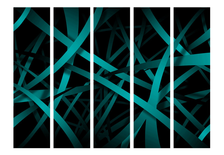 Room Divider Dark Background II (5-piece) - emerald abstraction amidst blackness 133546 additionalImage 3