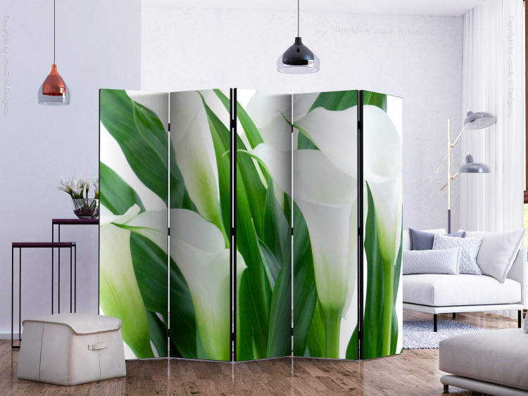 Folding Screen Bouquet - Callas II - landscape of white flowers amidst green leaves 133946 additionalImage 2