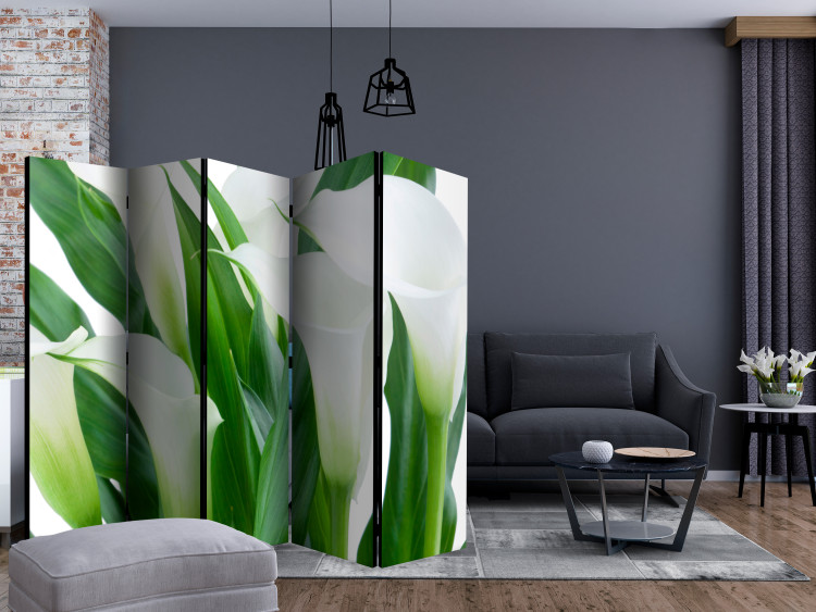 Folding Screen Bouquet - Callas II - landscape of white flowers amidst green leaves 133946 additionalImage 4