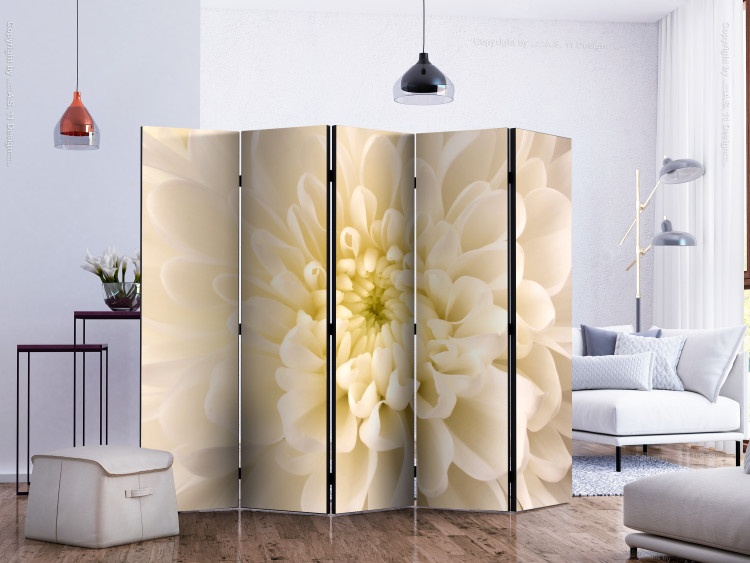 Room Divider Screen White Dahlia II - floral composition of a flower with light yellow petals 134046 additionalImage 2