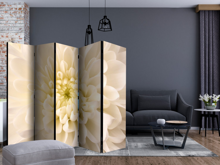 Room Divider Screen White Dahlia II - floral composition of a flower with light yellow petals 134046 additionalImage 4