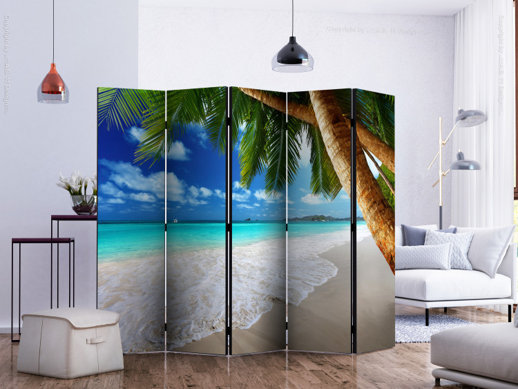 Room Divider Tropical Island II (5-piece) - palm trees against the azure sea 134146 additionalImage 2