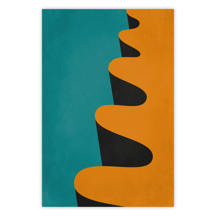 Wall Poster Orange Wave - orange wavy pattern in an abstract motif 134446