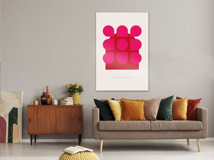Canvas Geometric, pink flower - abstract floristic motif with the inscription 135646 additionalImage 3