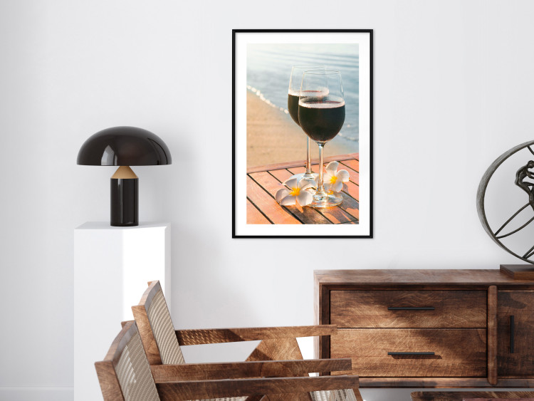 Wall Poster Romantic Refreshment - romantic composition with wine against the sea 136046 additionalImage 27