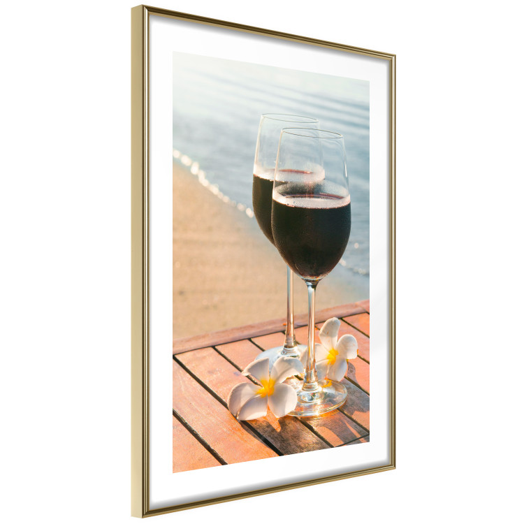 Wall Poster Romantic Refreshment - romantic composition with wine against the sea 136046 additionalImage 5