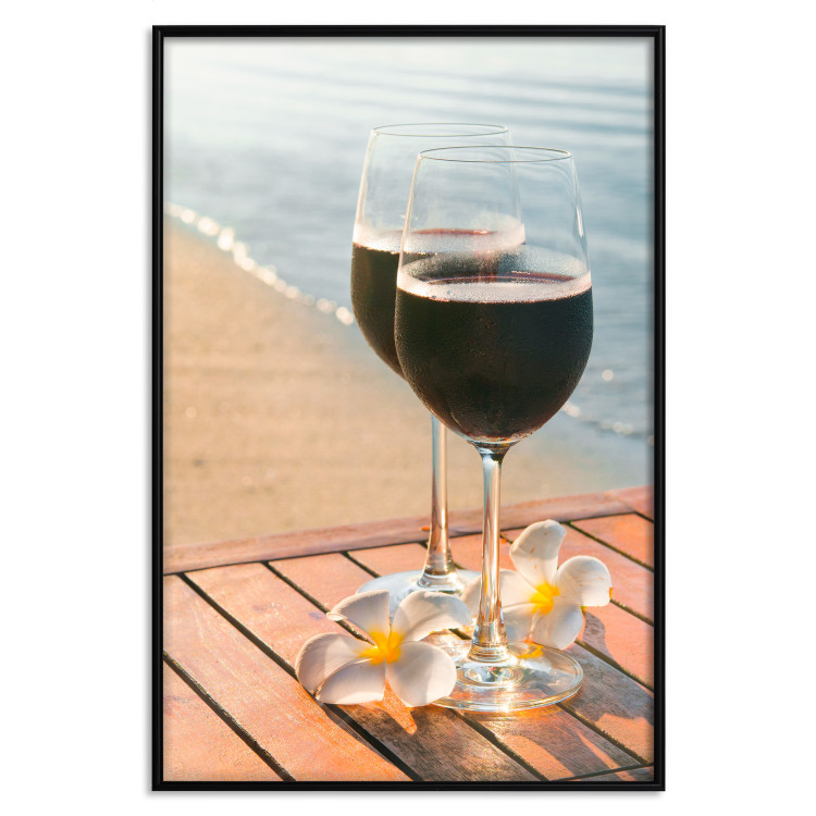 Wall Poster Romantic Refreshment - romantic composition with wine against the sea 136046 additionalImage 10