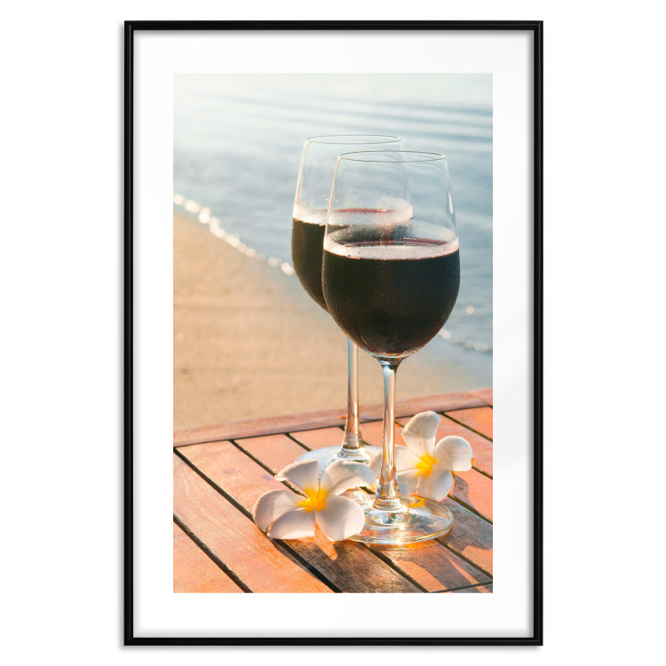 Wall Poster Romantic Refreshment - romantic composition with wine against the sea 136046 additionalImage 14