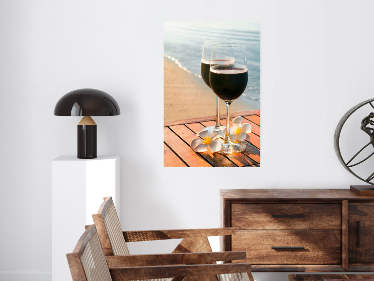 Wall Poster Romantic Refreshment - romantic composition with wine against the sea 136046 additionalImage 22