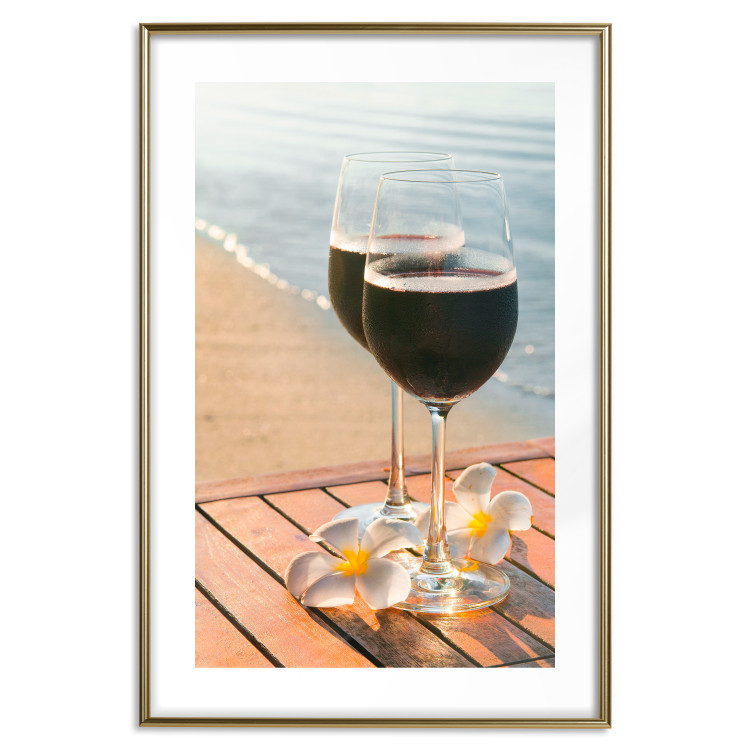 Wall Poster Romantic Refreshment - romantic composition with wine against the sea 136046 additionalImage 13