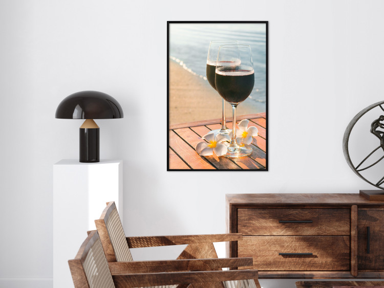 Wall Poster Romantic Refreshment - romantic composition with wine against the sea 136046 additionalImage 20