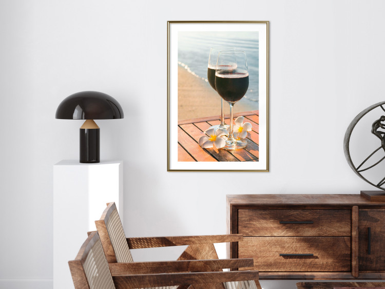 Wall Poster Romantic Refreshment - romantic composition with wine against the sea 136046 additionalImage 19