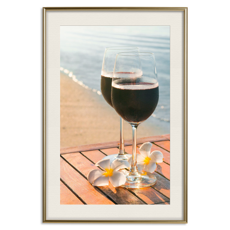 Wall Poster Romantic Refreshment - romantic composition with wine against the sea 136046 additionalImage 18