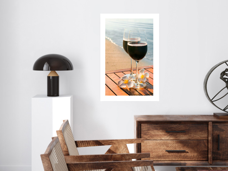 Wall Poster Romantic Refreshment - romantic composition with wine against the sea 136046 additionalImage 23