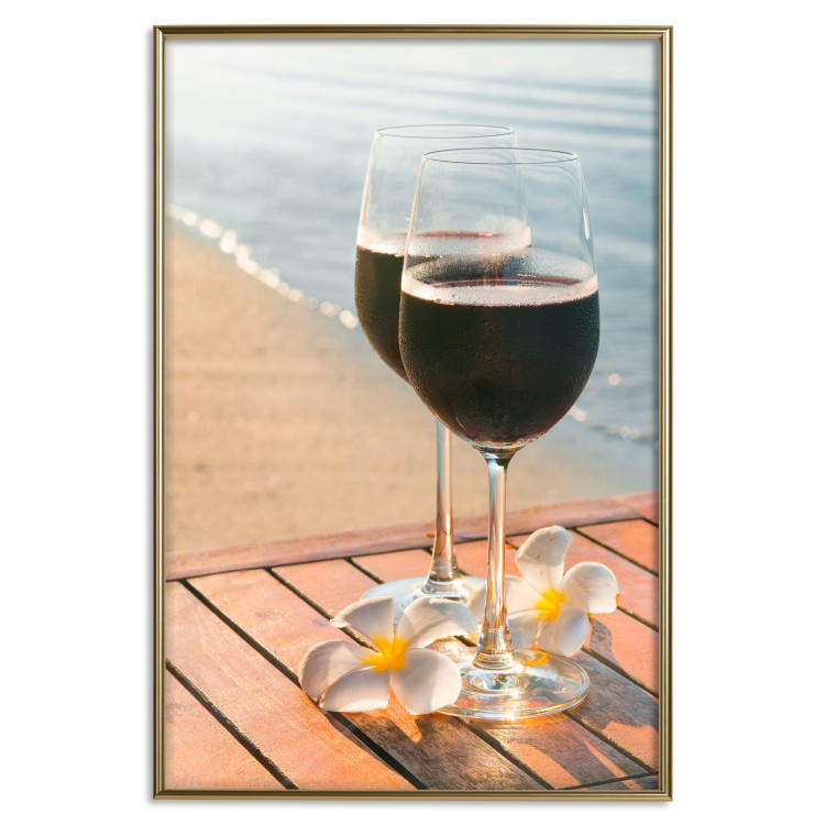 Wall Poster Romantic Refreshment - romantic composition with wine against the sea 136046 additionalImage 9