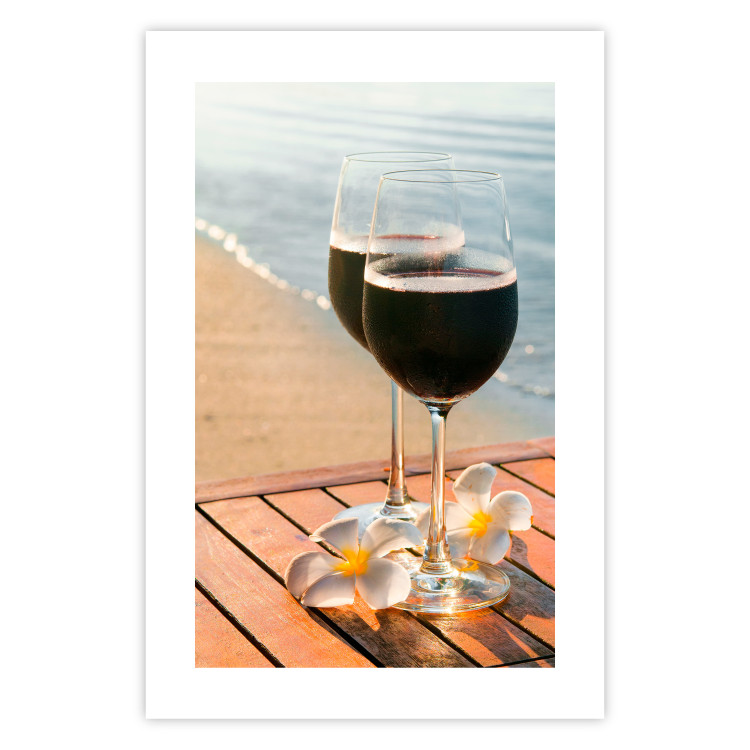 Wall Poster Romantic Refreshment - romantic composition with wine against the sea 136046 additionalImage 13