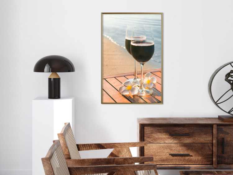 Wall Poster Romantic Refreshment - romantic composition with wine against the sea 136046 additionalImage 21